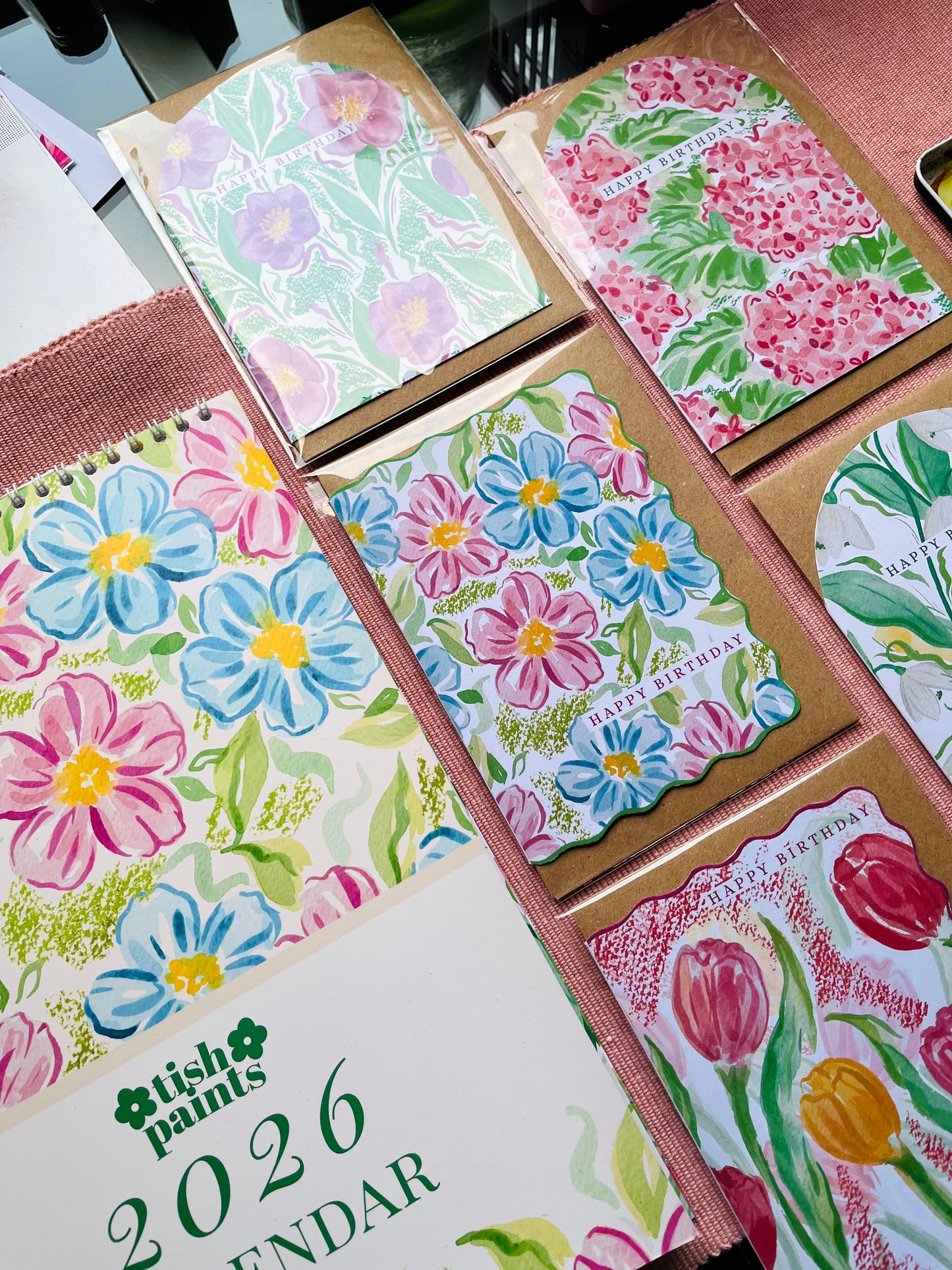 Pink & Blue Forget-Me-Not Happy Birthday Card