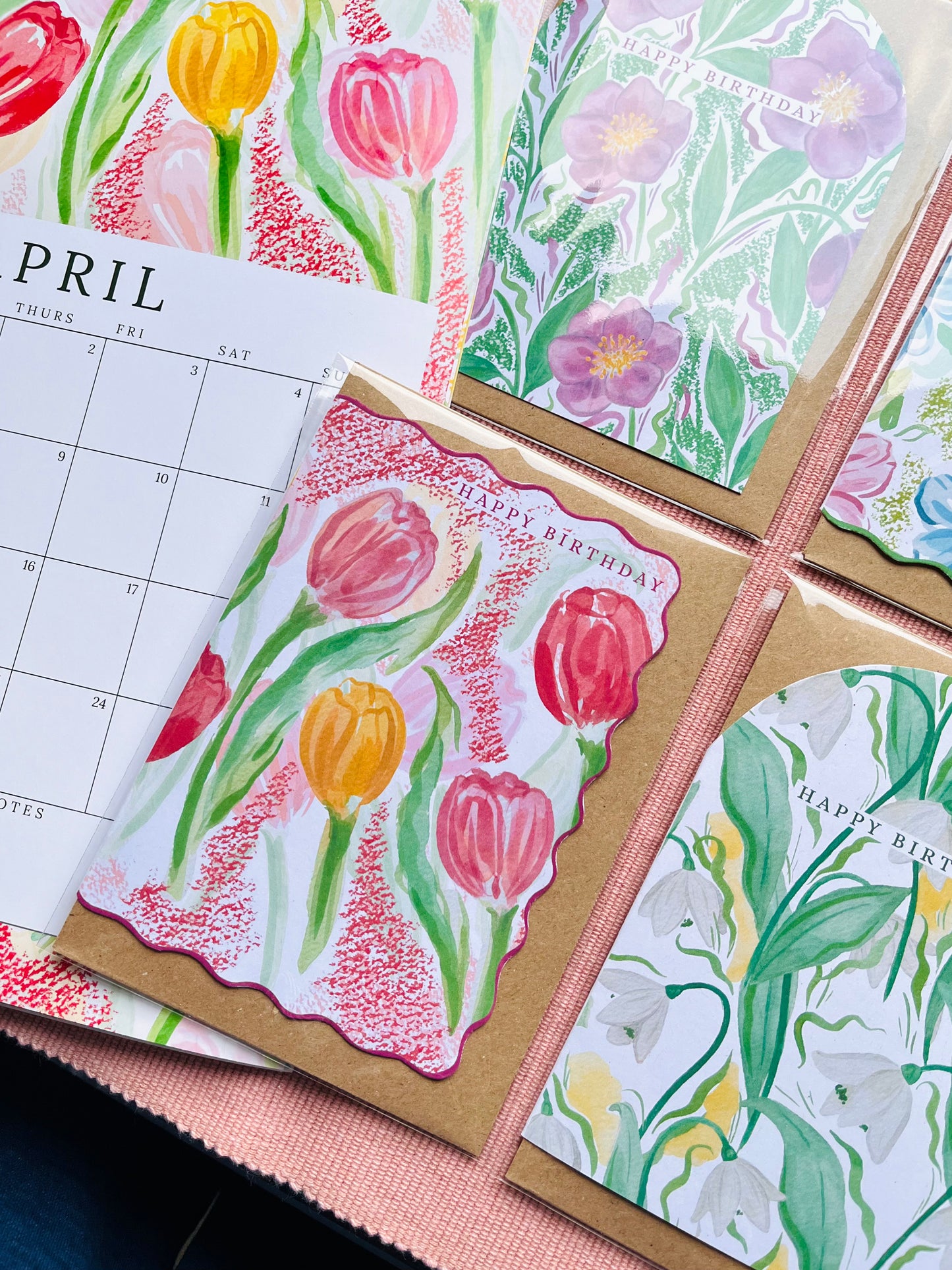 Colourful Tulips Wiggly Birthday Card