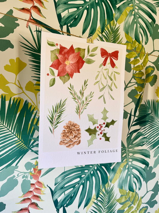 A4 Winter Foliage Christmas Print - End of Line