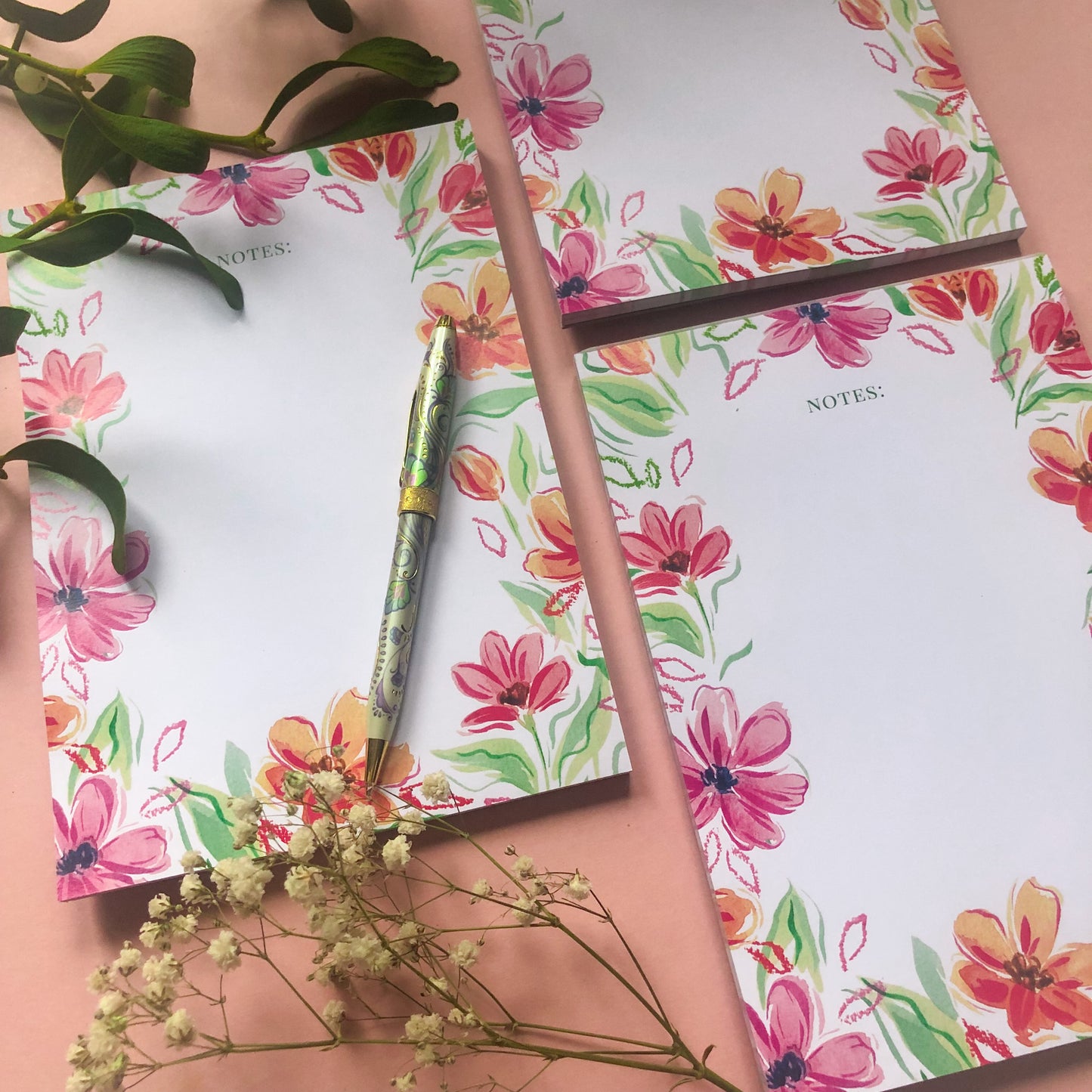 Pink Floral A5 Notepad