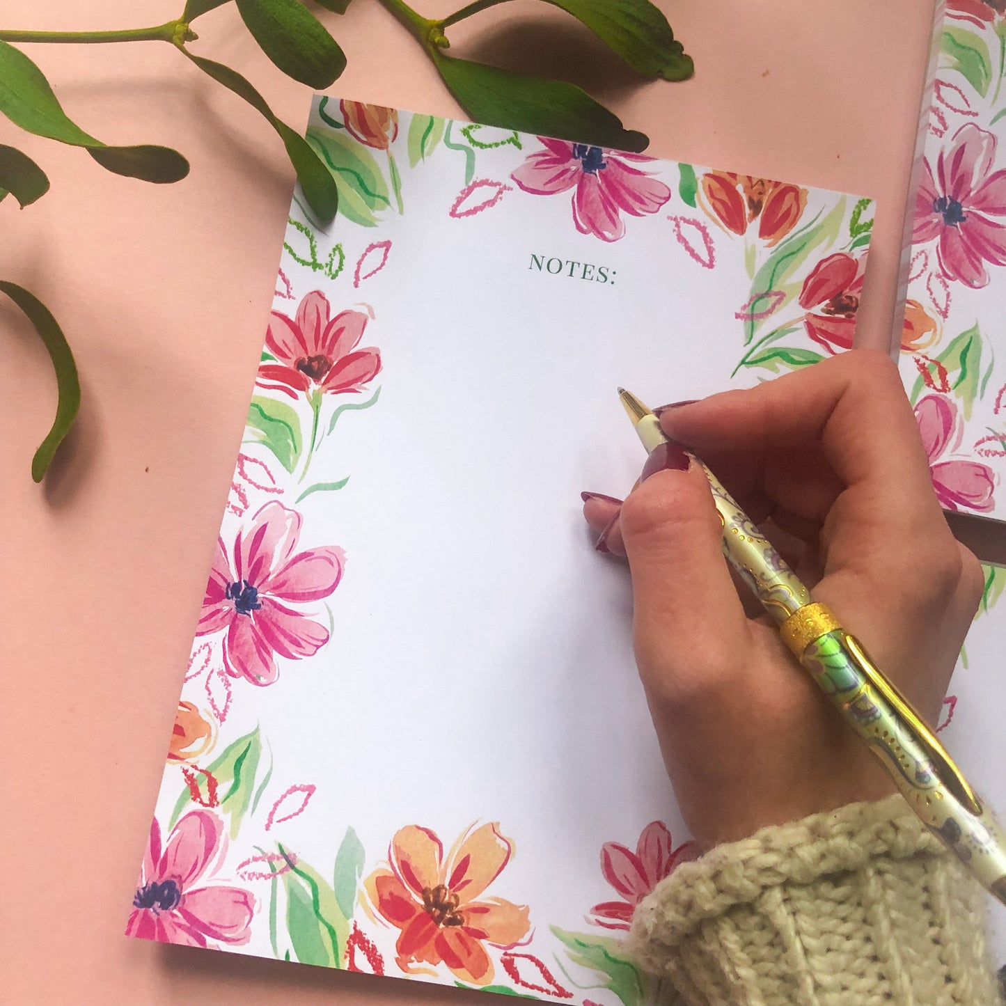 Pink Floral A5 Notepad