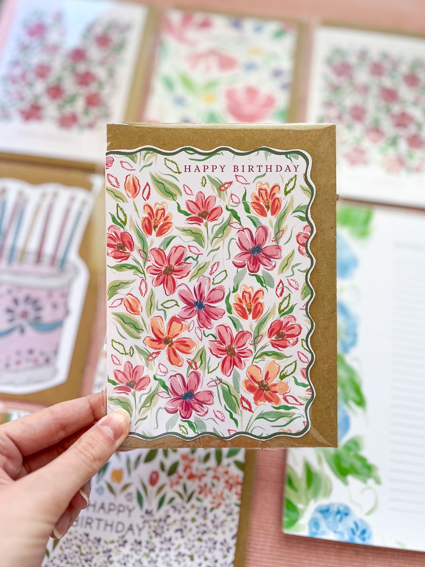 Pack of 3 Pink Floral Birthday Cards: Happy Birthday!