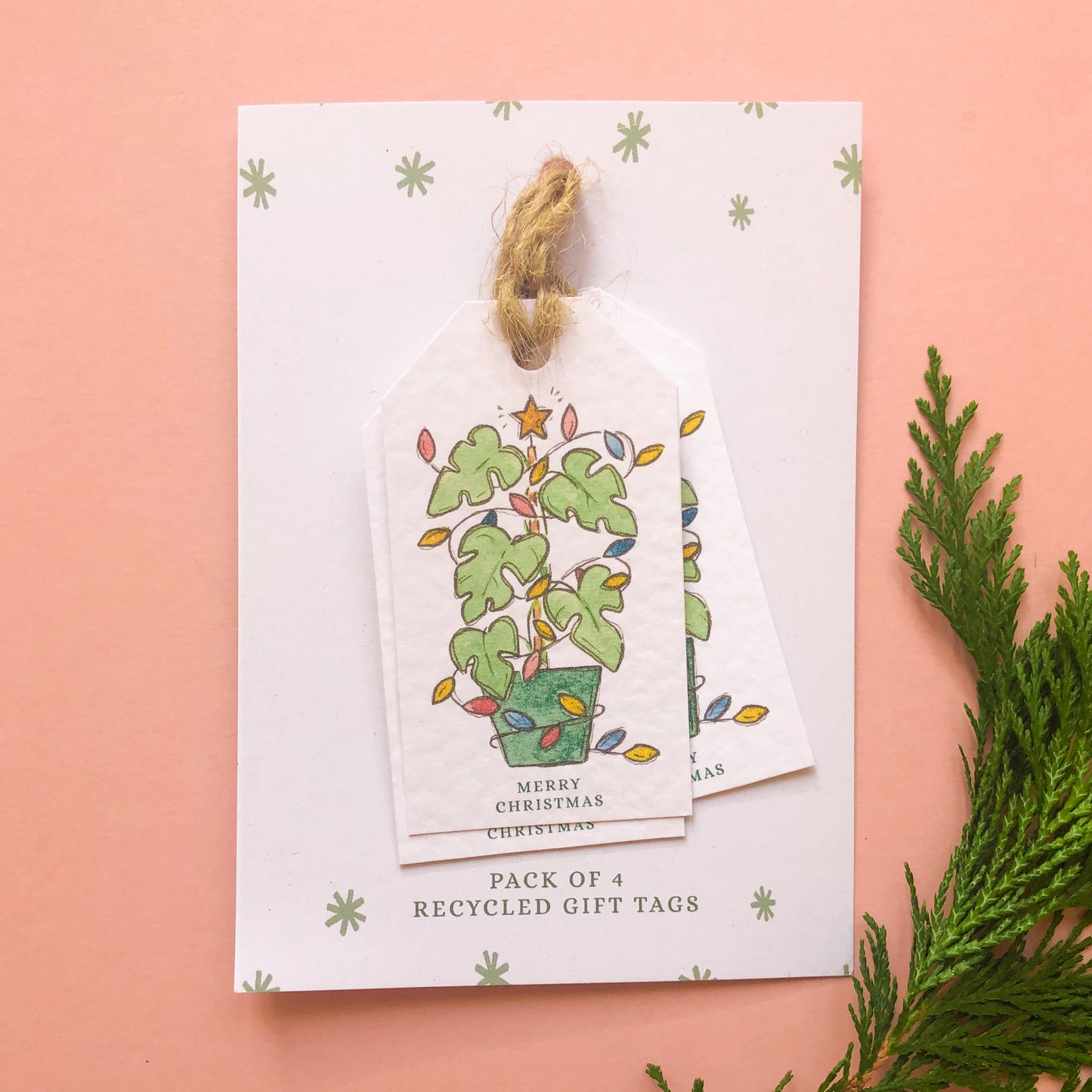 Monstera Christmas Gift Tags Pack of 4