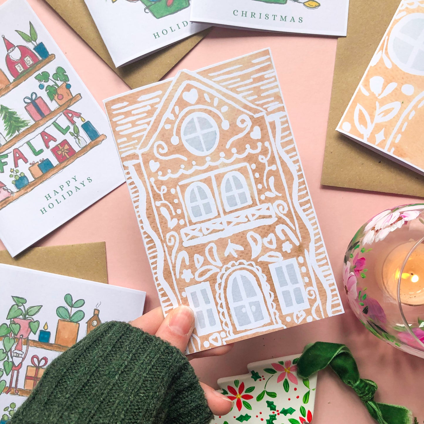 Tall Gingerbread House A6 Christmas Card