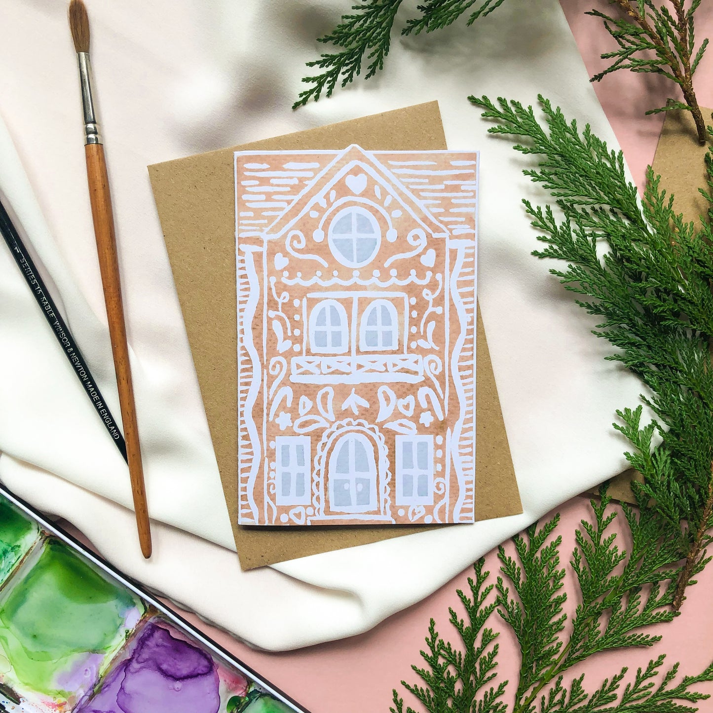 Tall Gingerbread House A6 Christmas Card
