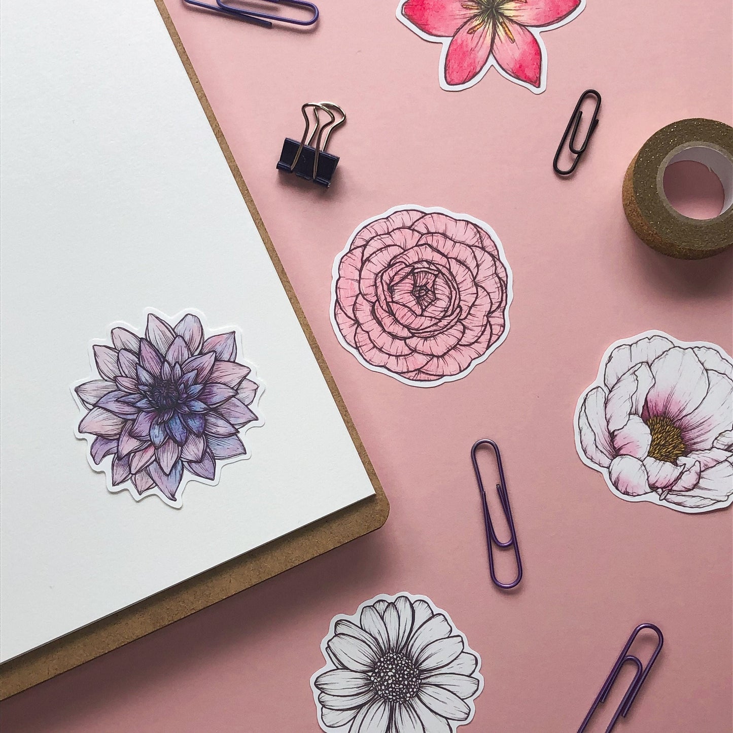 Purple Dahlia Flower Sticker