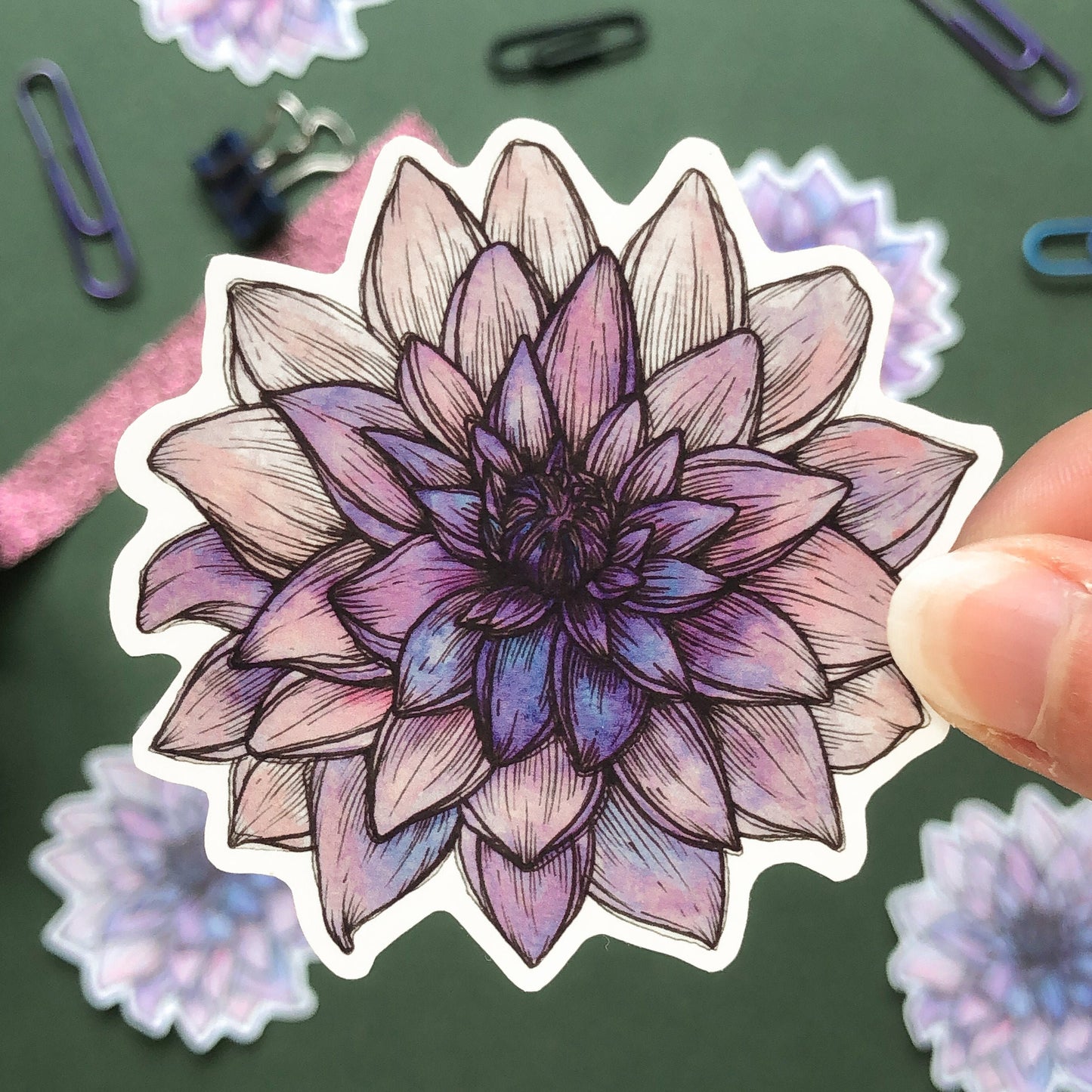 Purple Dahlia Flower Sticker