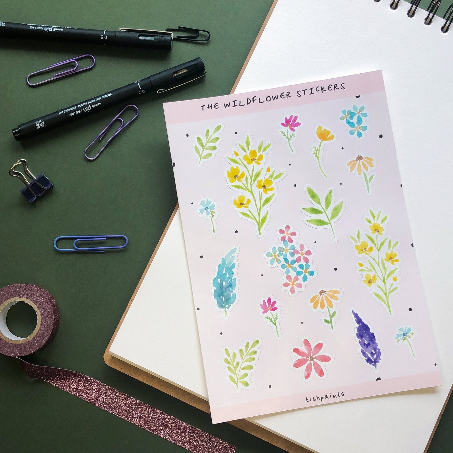 Watercolour Wildflower Sticker Sheet