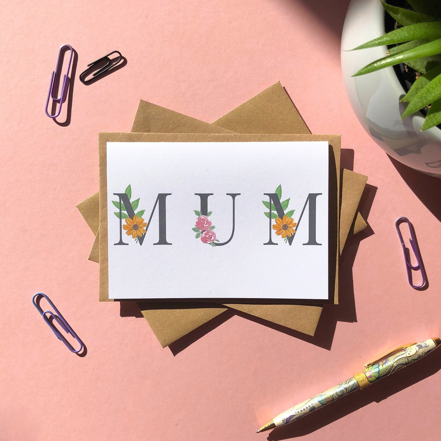 MUM Floral Birthday Card, Mother’s Day Card