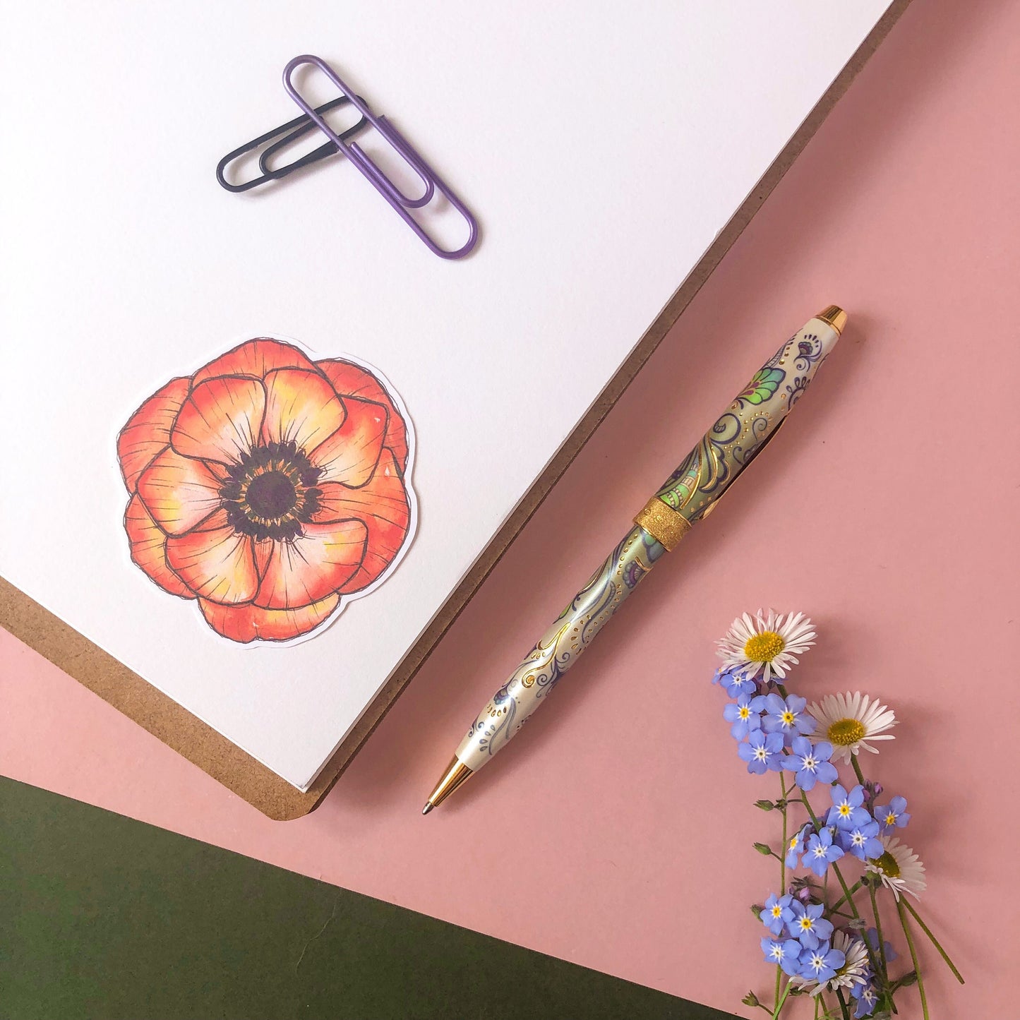 Coral Anemone Flower Sticker