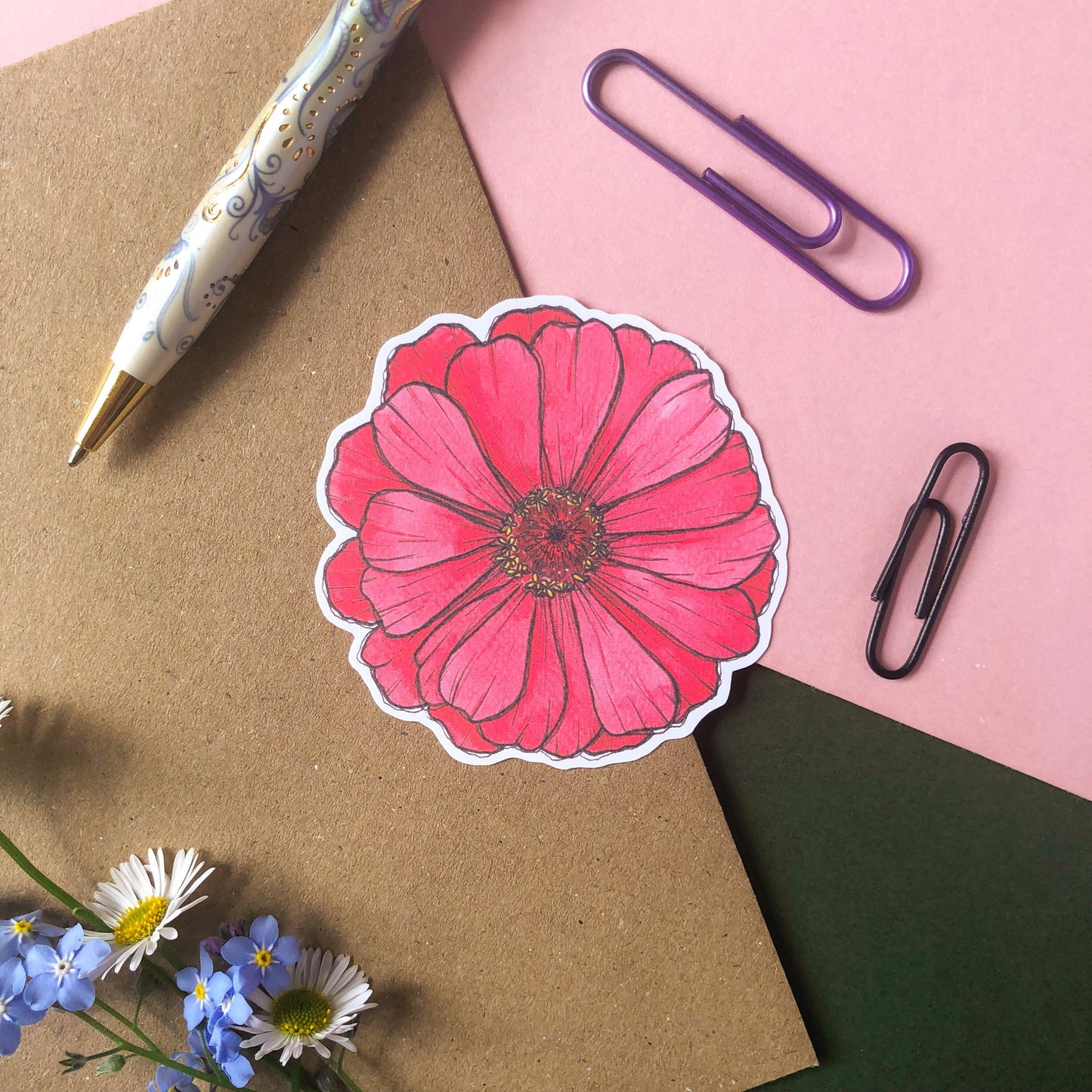 Summer Flowers Sticker Pack: Zinnia, Cosmo, Poppy & Anemone