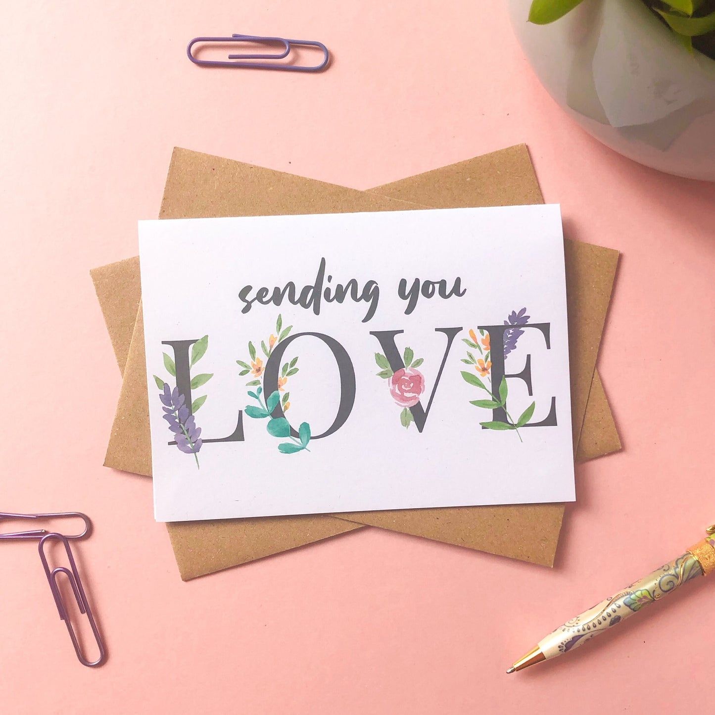 Sending You Love Floral Font Sympathy Card