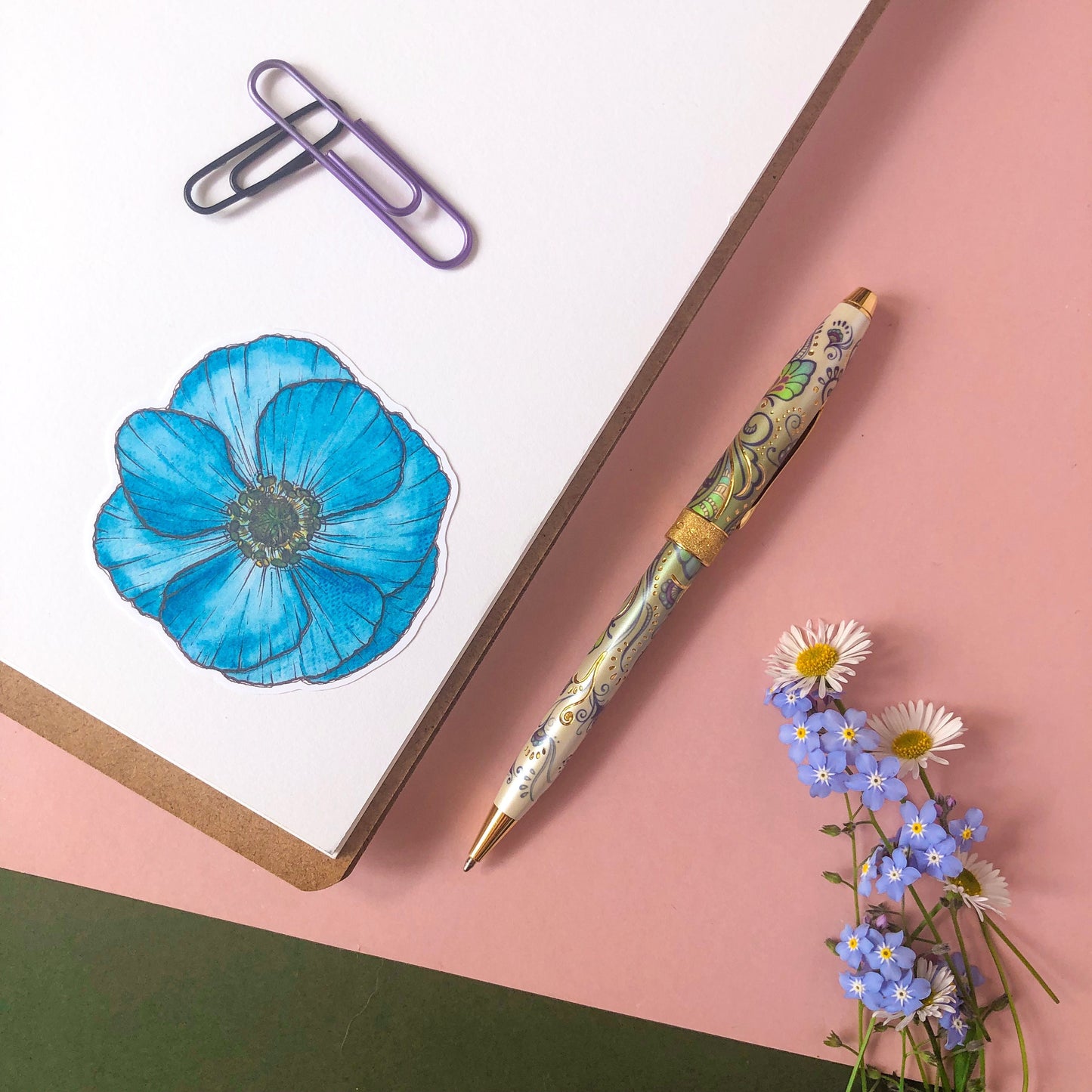Blue Poppy Flower Sticker