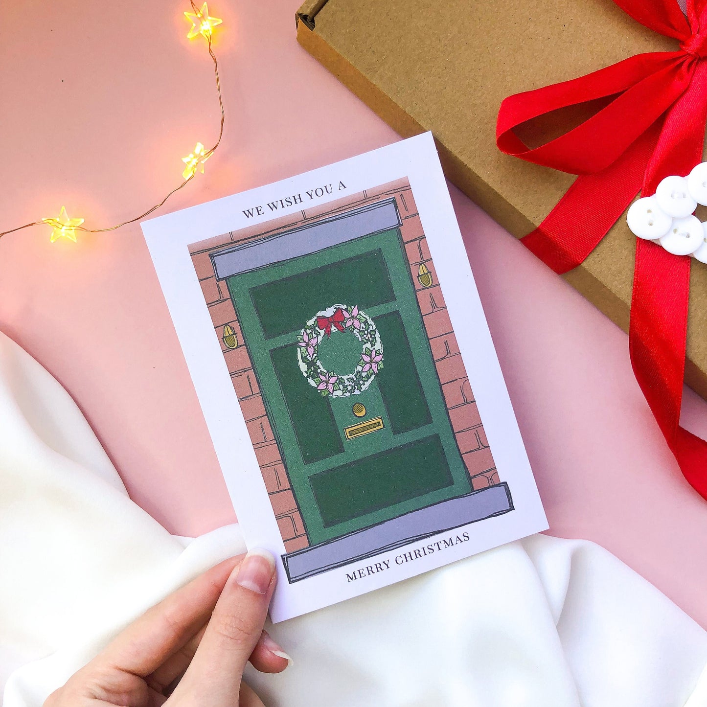 Custom Family Name Festive Door Christmas Card