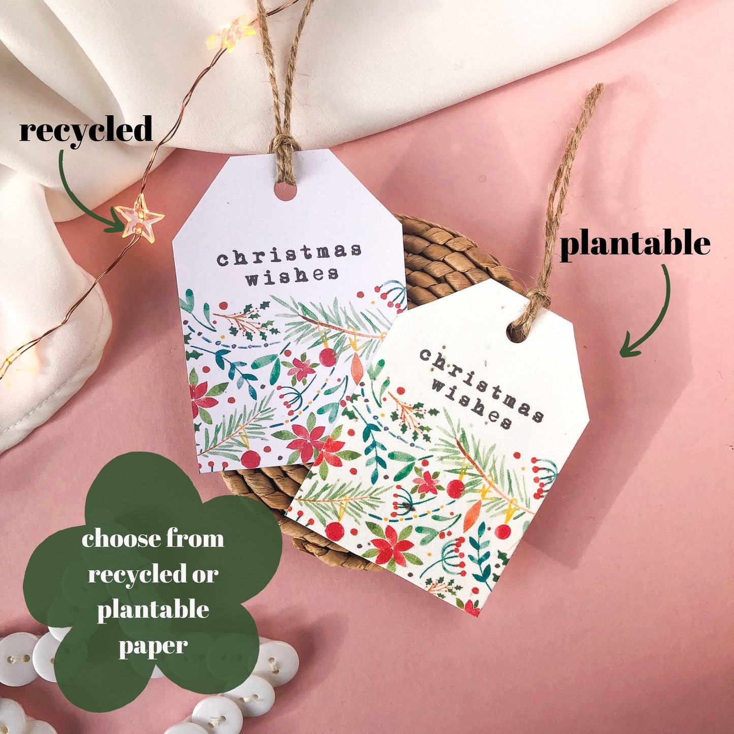 Christmas Wishes Gift Tags | Plantable, Recycled Tags