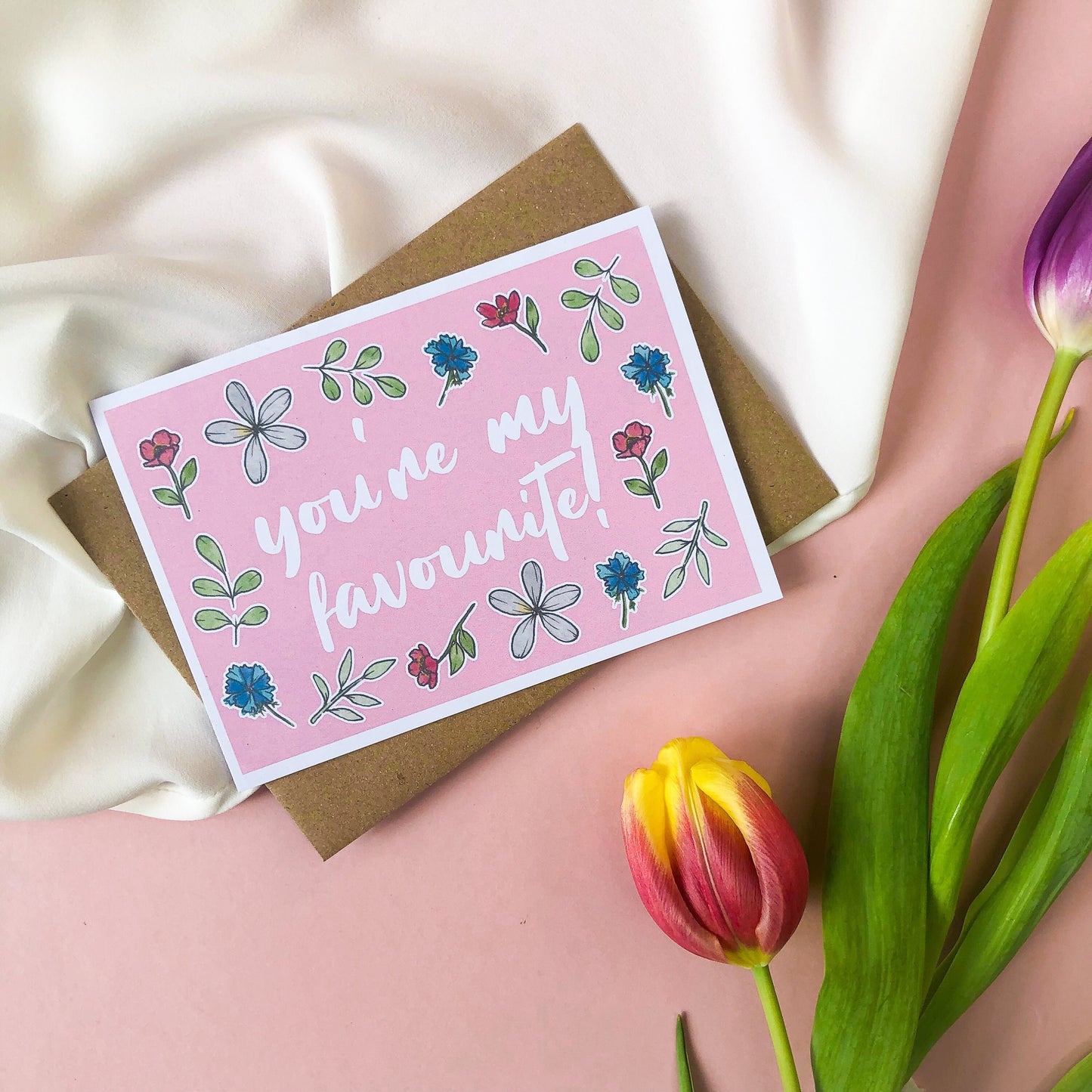 You're My Favourite Floral Valentines Card Galentines, Card for Female Friend, Sister - Eco Friendly Watercolour Card Set