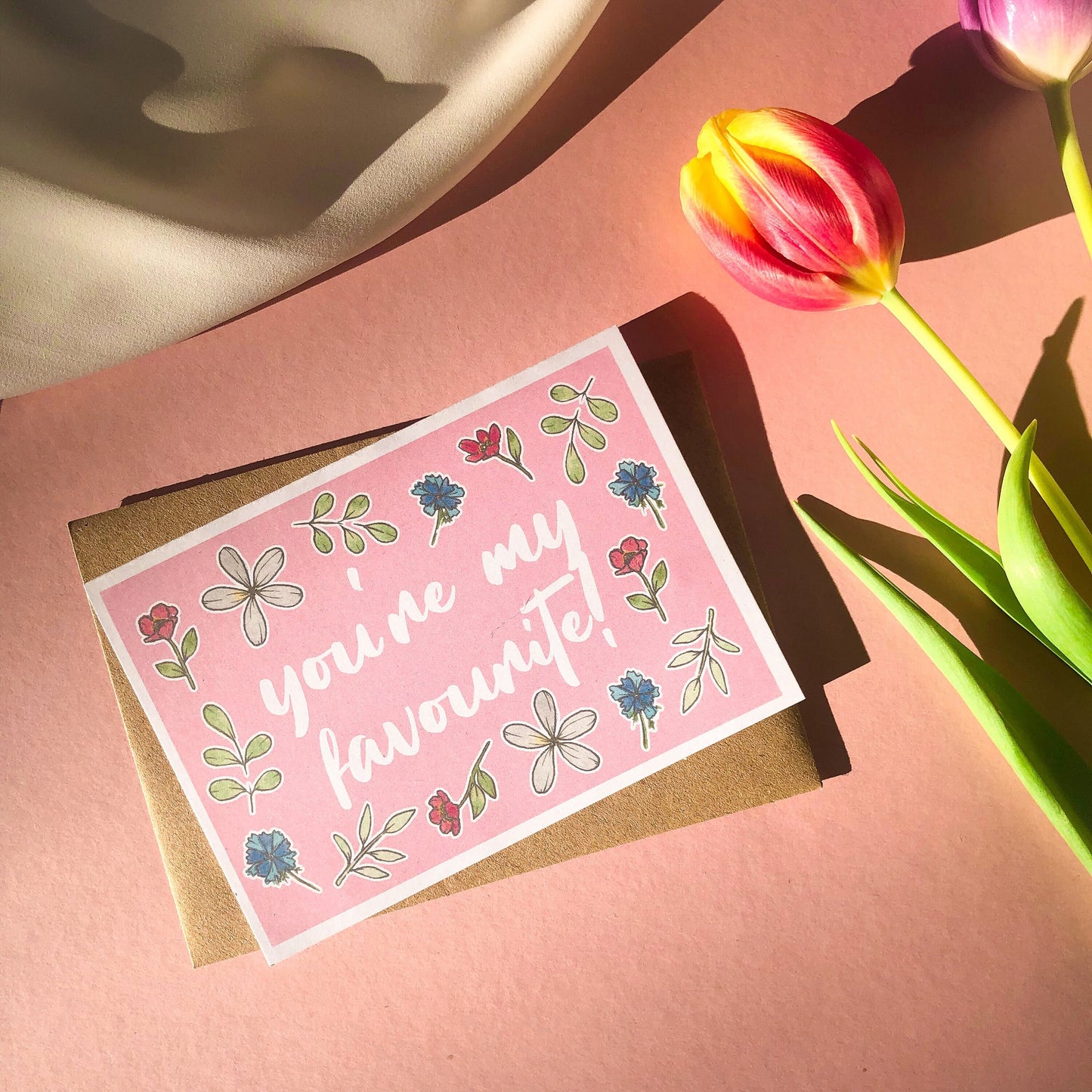 You're My Favourite Floral Valentines Card Galentines, Card for Female Friend, Sister - Eco Friendly Watercolour Card Set