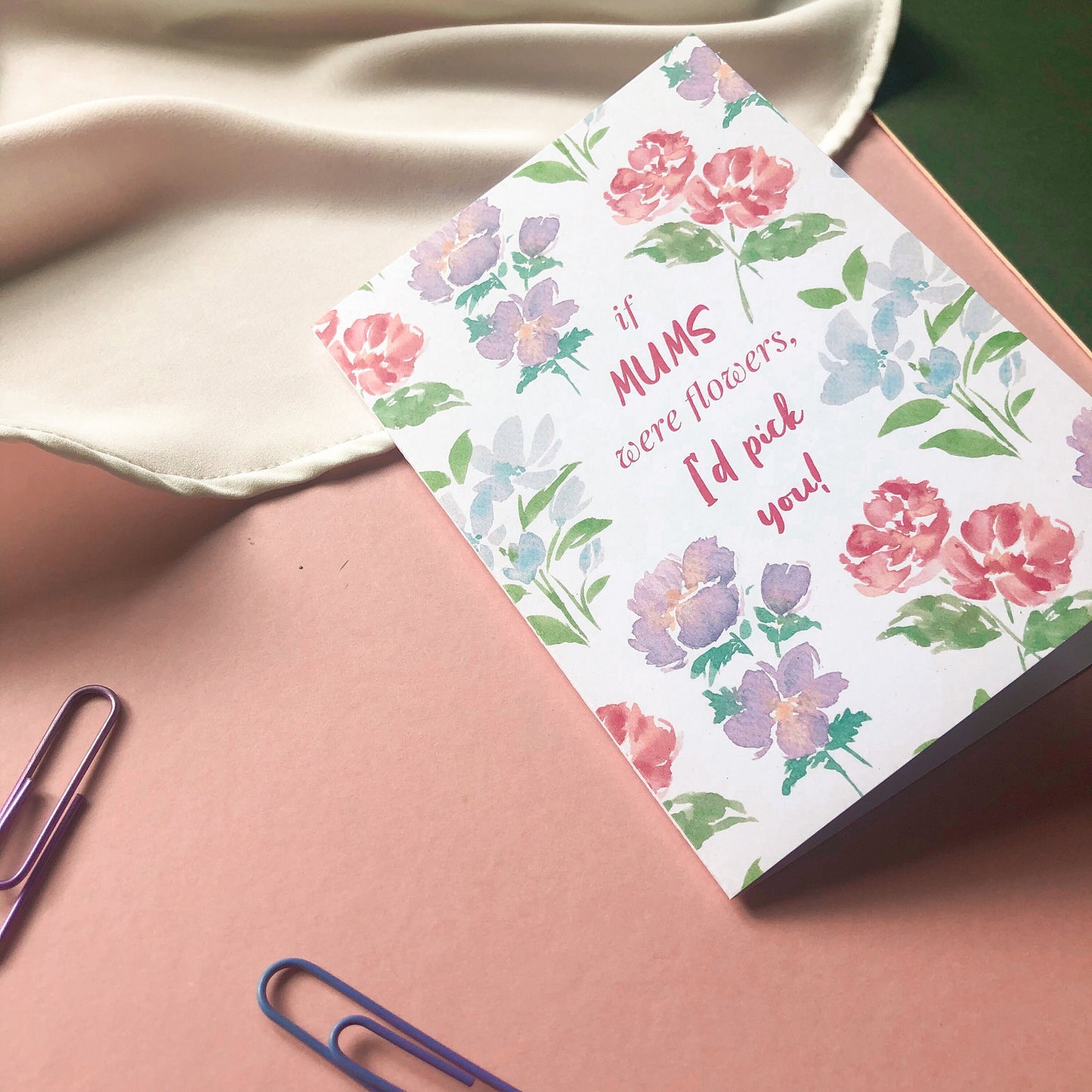 If Mums Were Flowers, I'd Pick You Mother's Day Card A6 Floral Card for Mum, Step Mum - Hand Painted Watercolour Gift Eco Friendly
