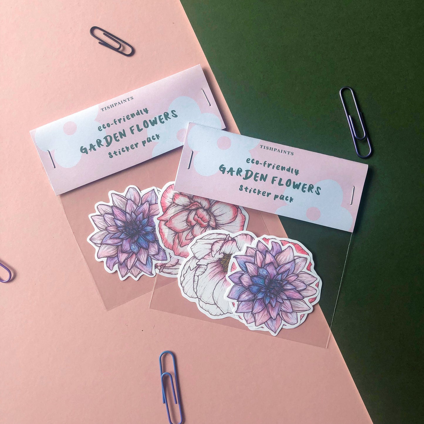Garden Flowers Sticker Set: Carnation, Peony & Dahlia Flowers
