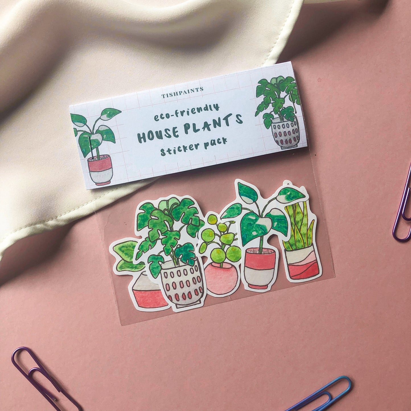 House Plants Sticker Pack of 5 - Monstera, Snake Plant, Philodendron, Aloe Vera