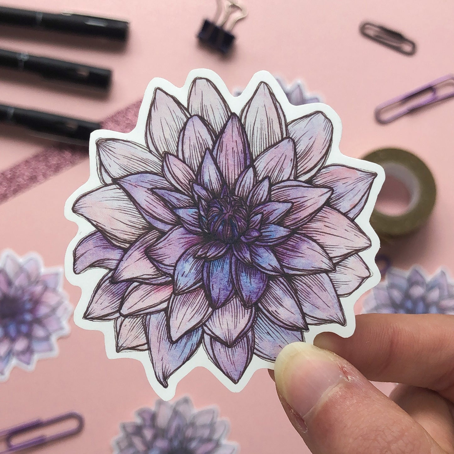 Garden Flowers Sticker Set: Carnation, Peony & Dahlia Flowers