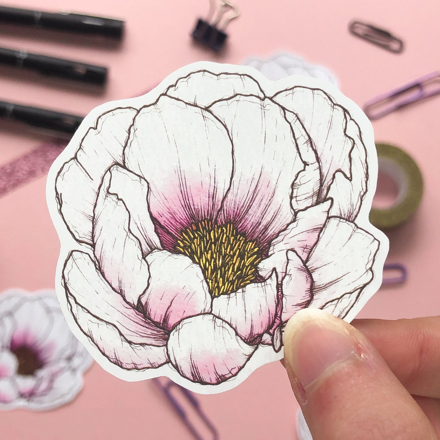 Garden Flowers Sticker Set: Carnation, Peony & Dahlia Flowers