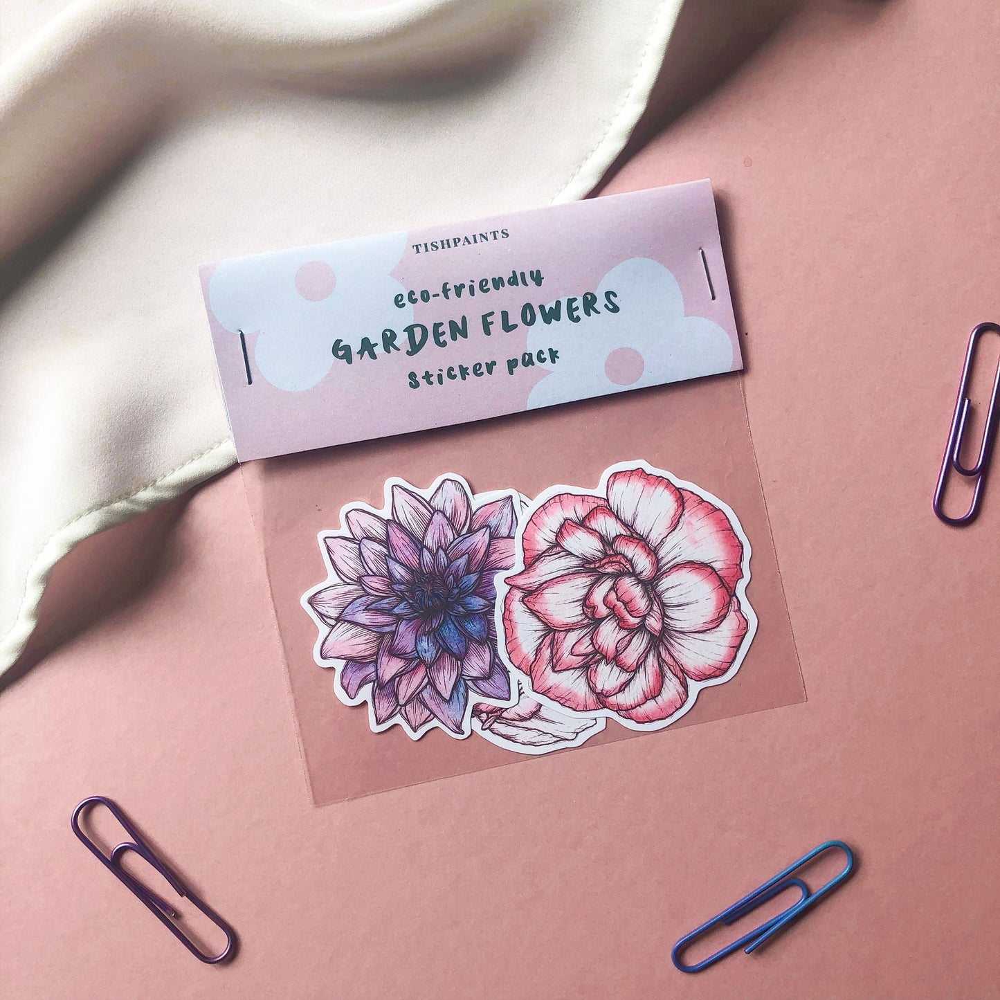 Garden Flowers Sticker Set: Carnation, Peony & Dahlia Flowers