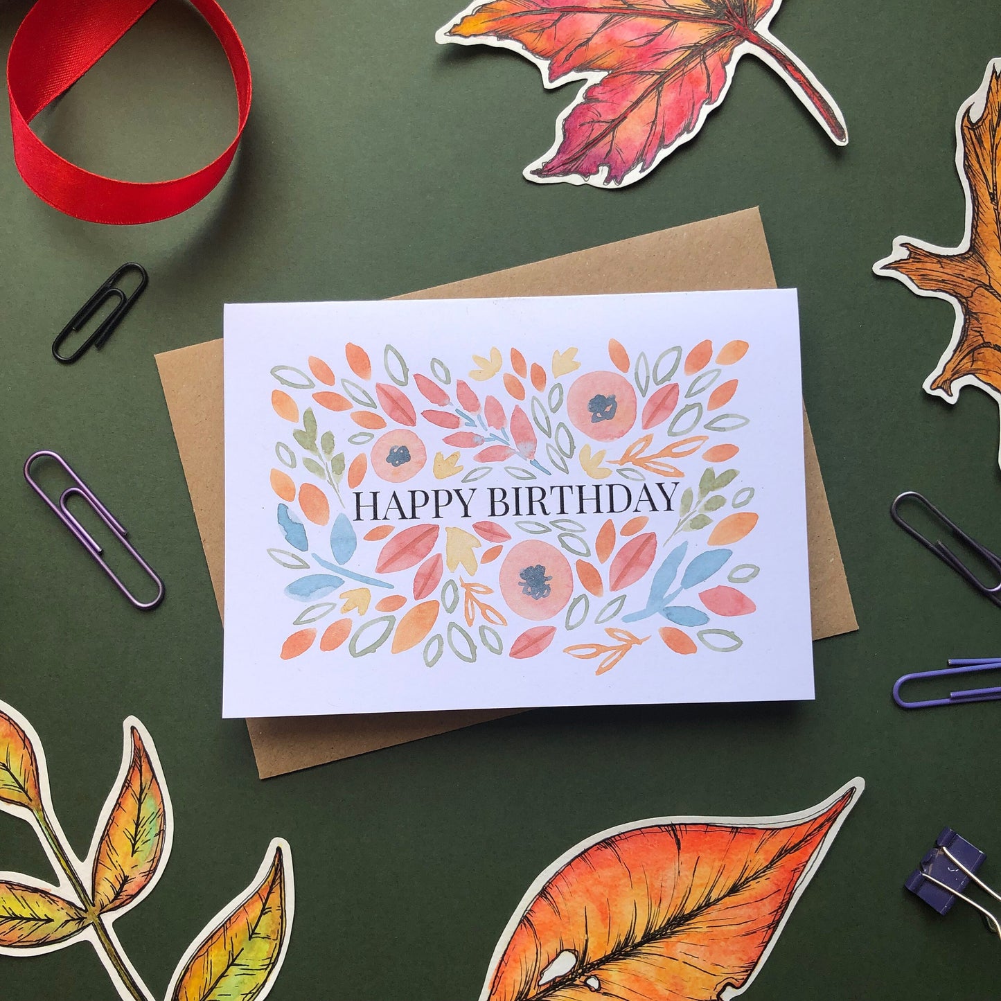 Autumn Leaves Birthday Card