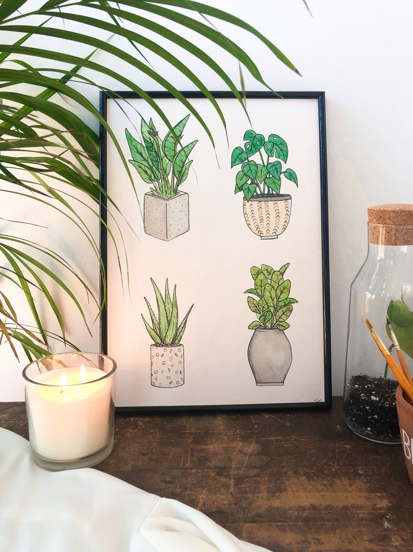 AHouse Plants A3 Print Monstera, Tropical Plants Wall Art Living Room Decor - Recycled Colourful Print - House Plant Lover Gift For Gardener