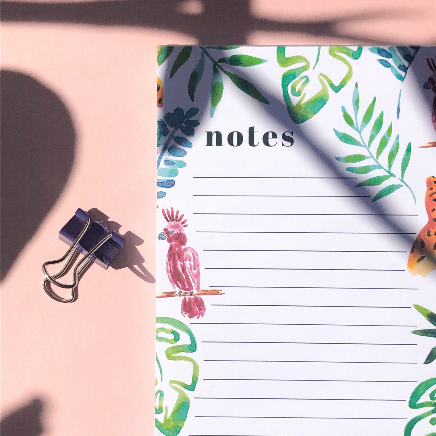 ATropical Notepad Jungle Illustration To Do List Memo Pad, 50 Pages Tropical Planner - Jungle Watercolour Stationery, Animal Lover Gift