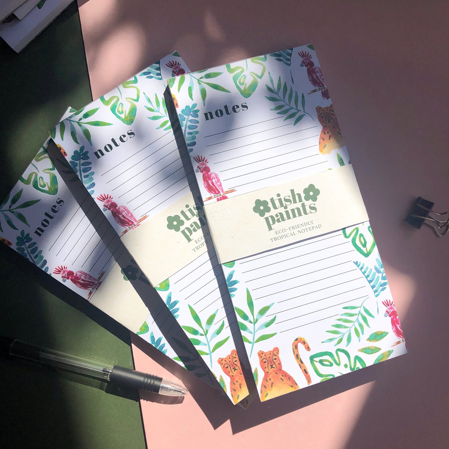ATropical Notepad Jungle Illustration To Do List Memo Pad, 50 Pages Tropical Planner - Jungle Watercolour Stationery, Animal Lover Gift