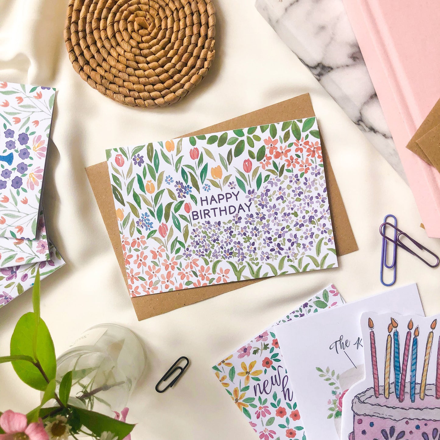 Happy Birthday Spring Flowers Card