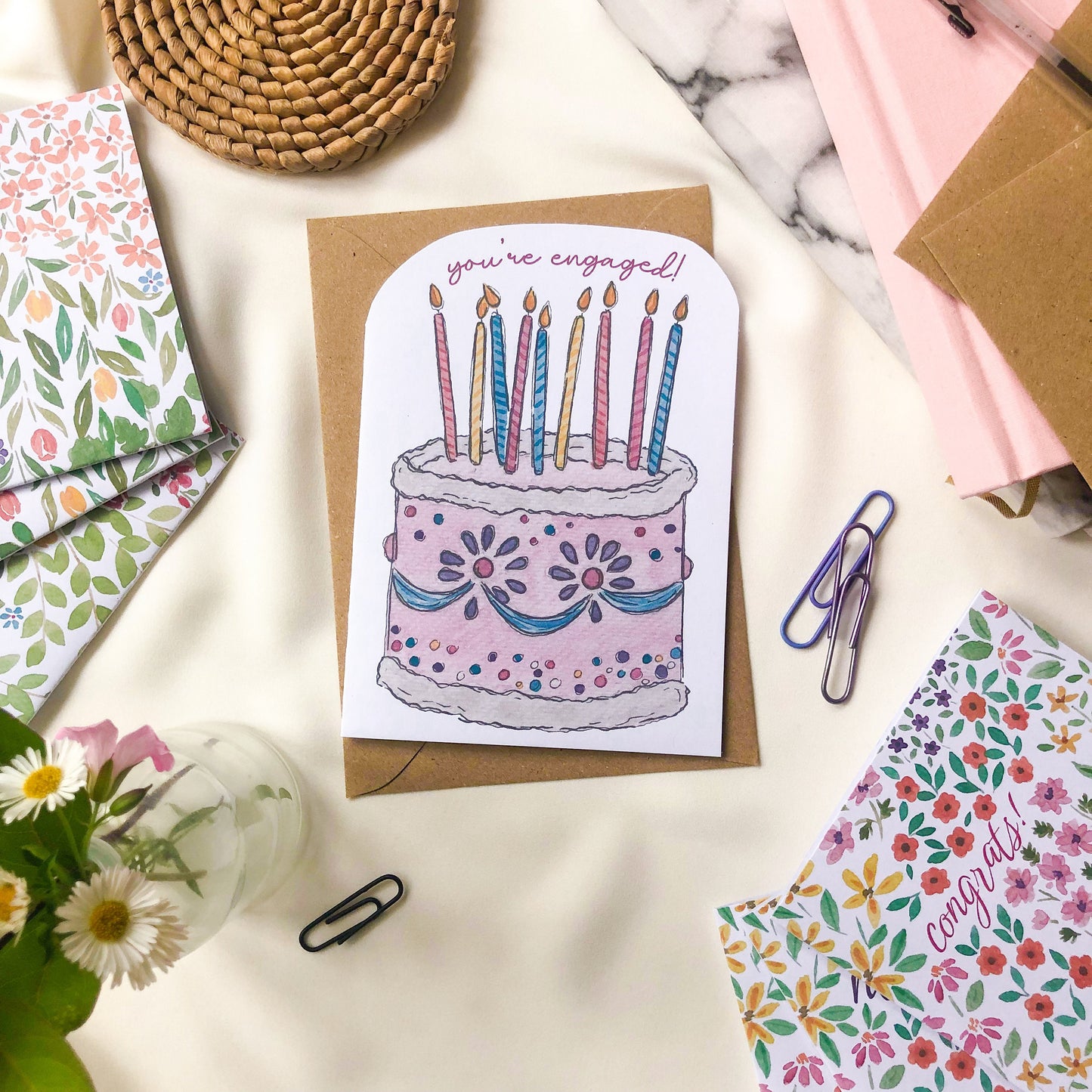You're Engaged! Celebration Cake Card