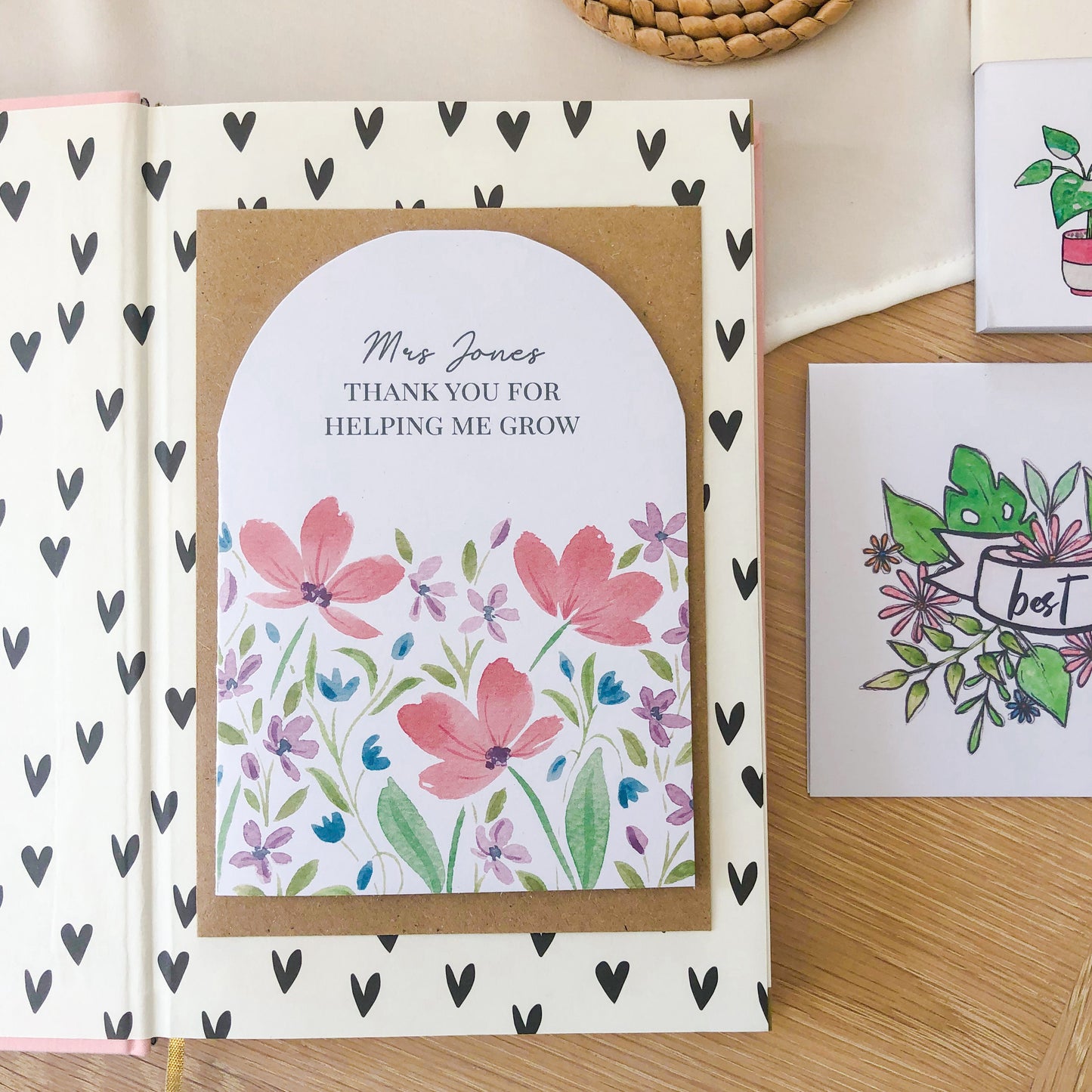 Personalised Teacher Thank You Card: Thanks For Helping Me Grow