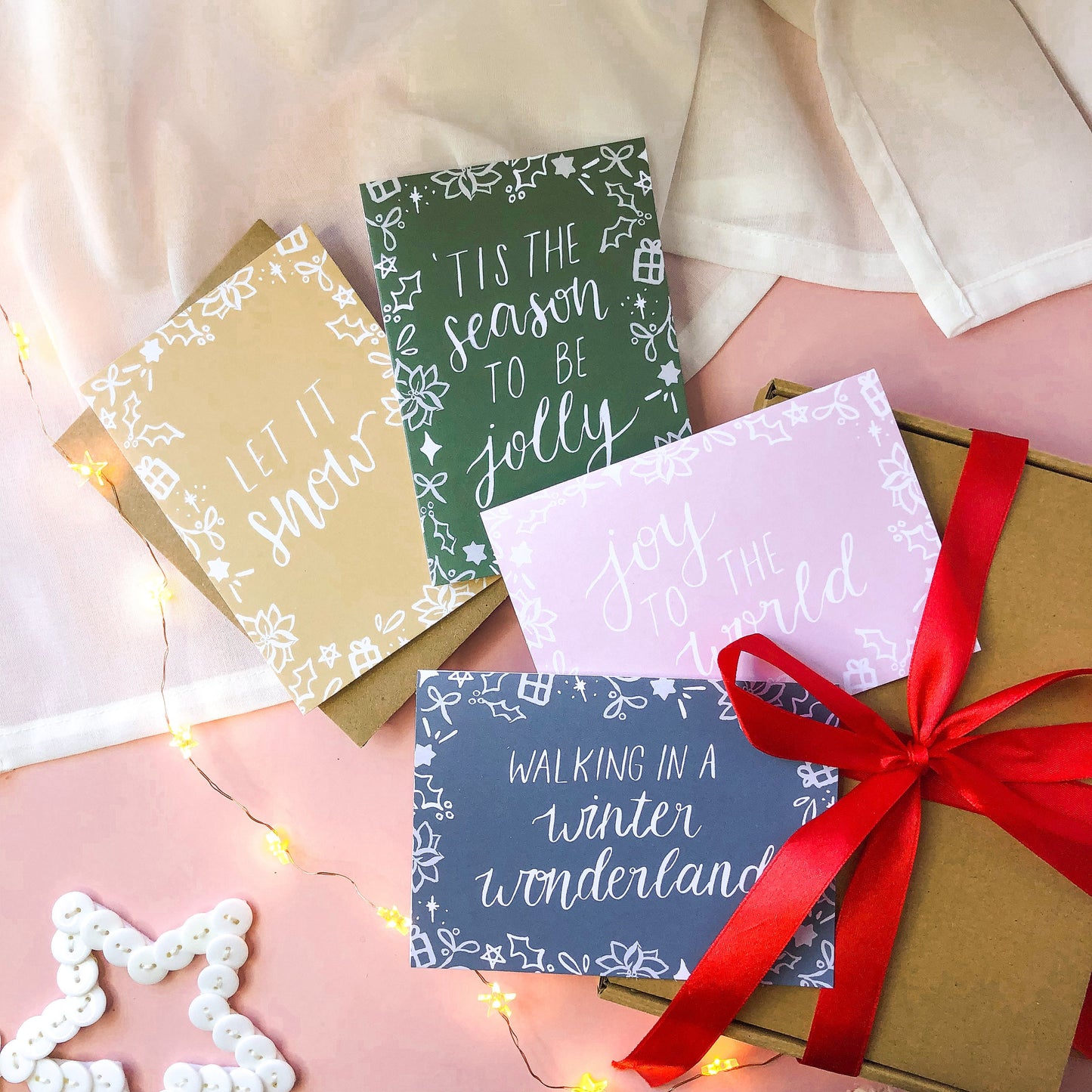 Calligraphy Christmas Carols Card Multipack: 'Tis The Season, Winter Wonderland, Let It Snow, Joy To The World