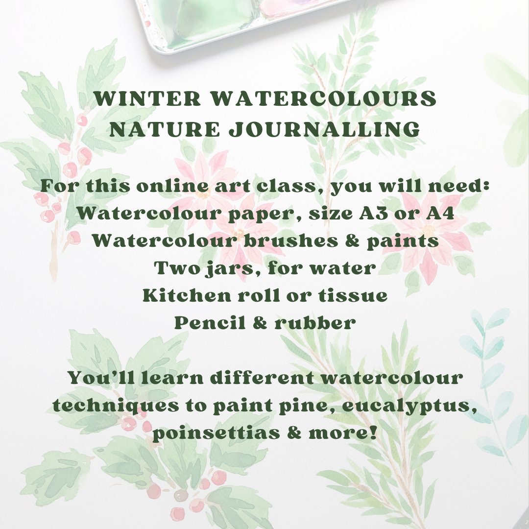 Online Art Class: Winter Watercolour Nature Journalling!