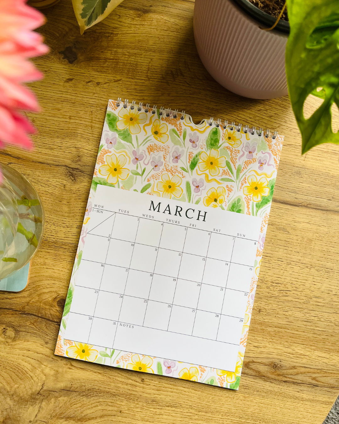 2026 Floral Wall Calendar