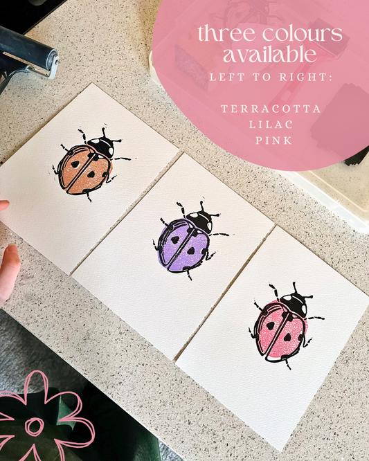 Ladybug Mini A5, Last of the Bugs Small Lino Print Artwork