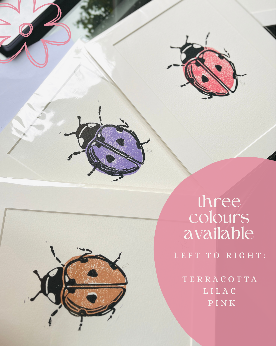 Ladybug Mini A5, Last of the Bugs Small Lino Print Artwork