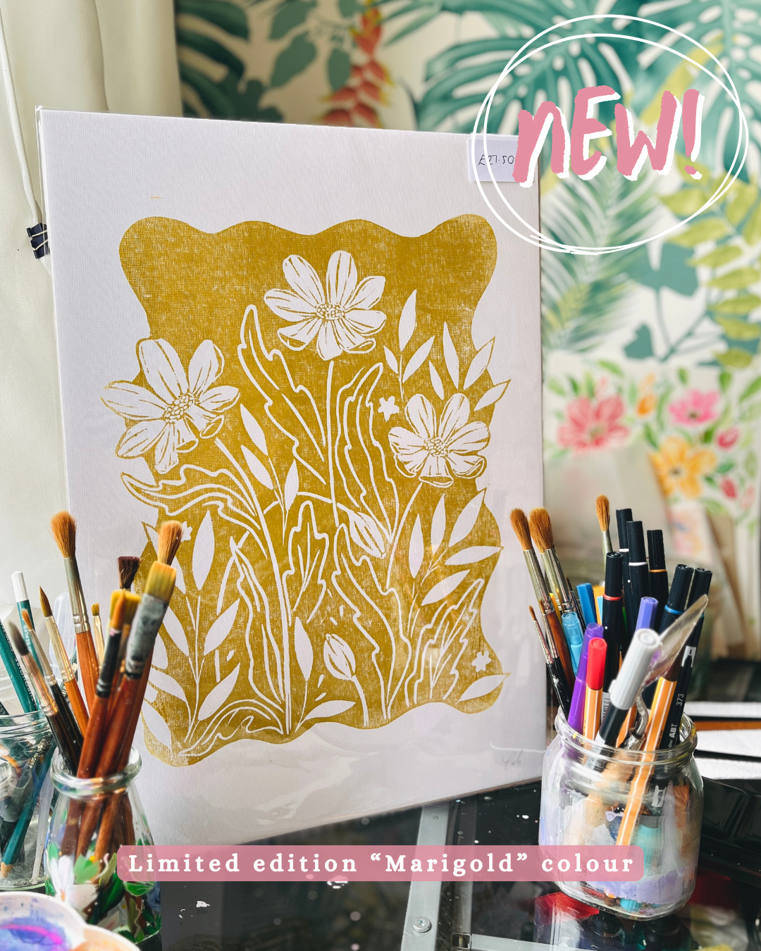 Wildflower Vol. II Original Botanical Lino Print A3