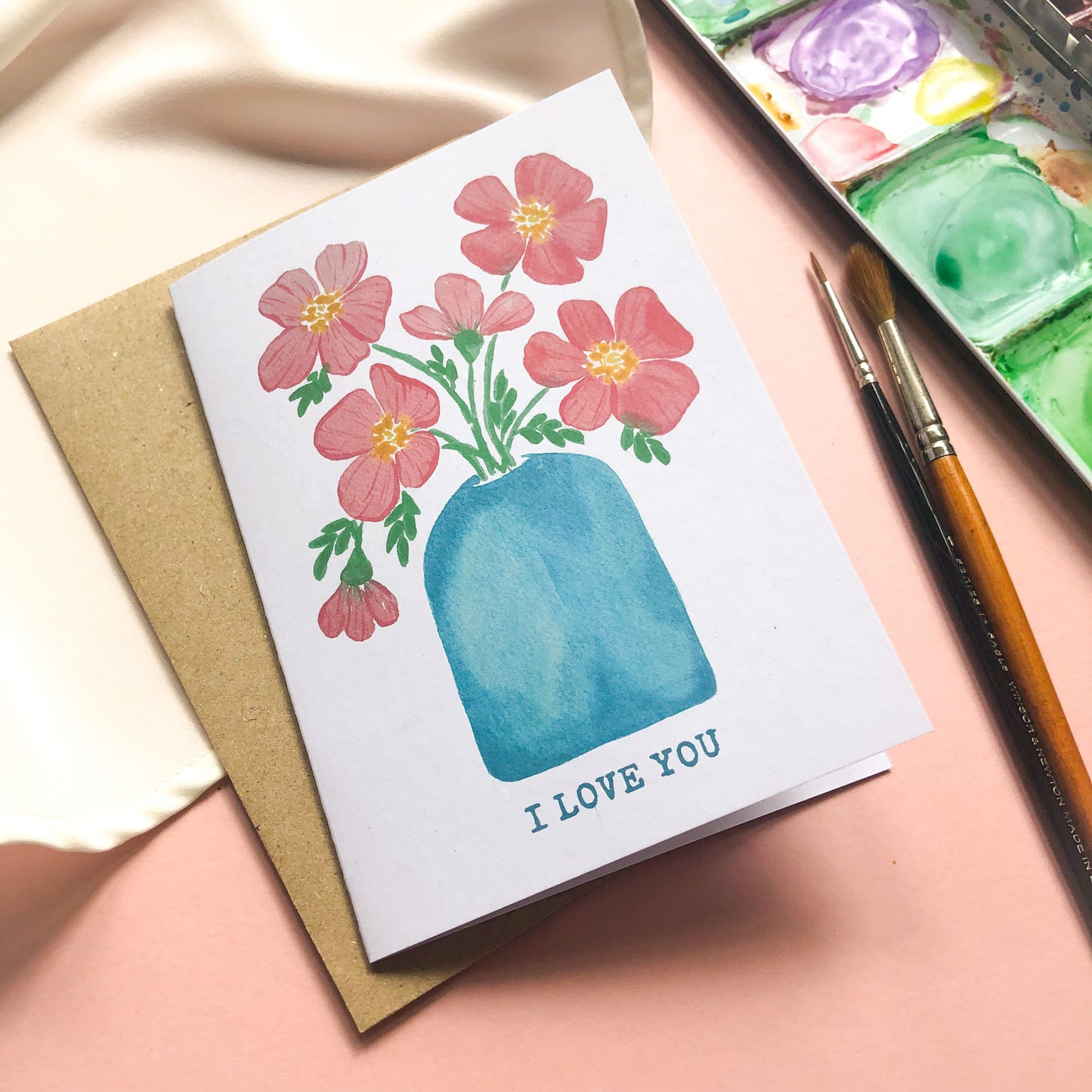 I Love You Red Poppies Valentine's Day Card