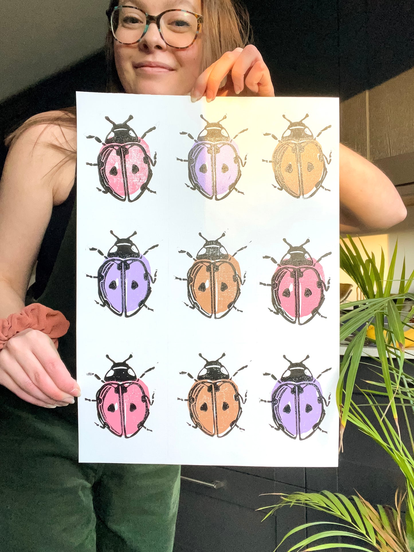 A3 Last of the Bugs, Ladybird Lino Print