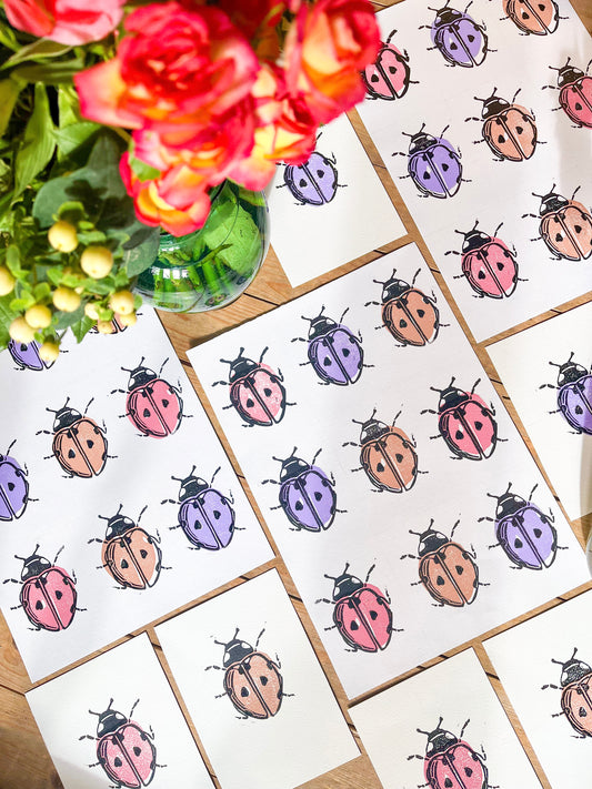 A3 Last of the Bugs, Ladybird Lino Print