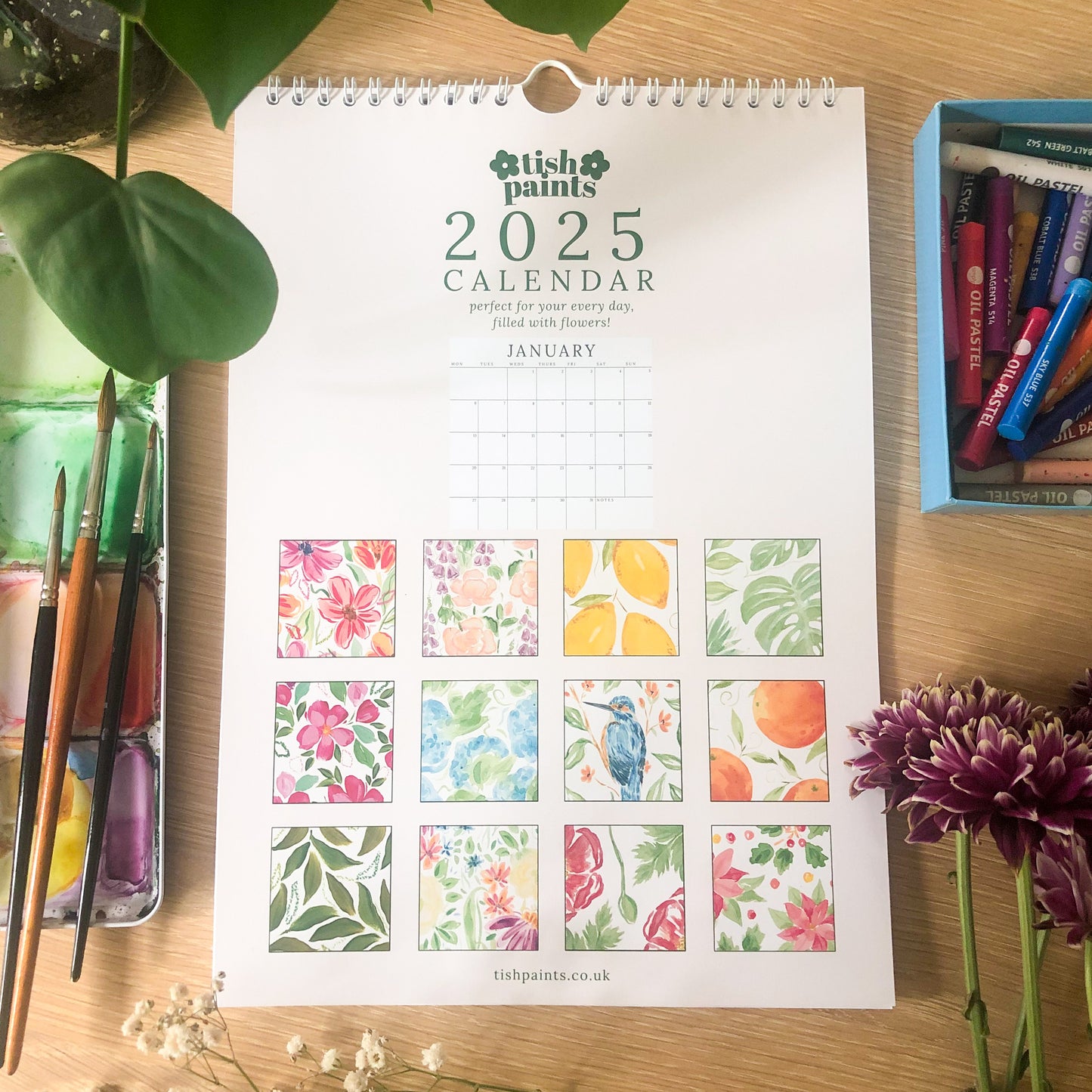 2025 Floral Wall Calendar