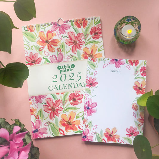 Calendar & Pink Floral A5 Notepad Gift Set