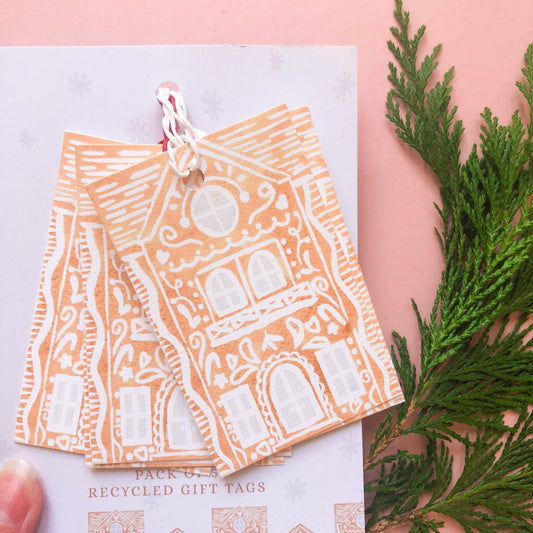 Gingerbread House Christmas Gift Tags Pack of 5