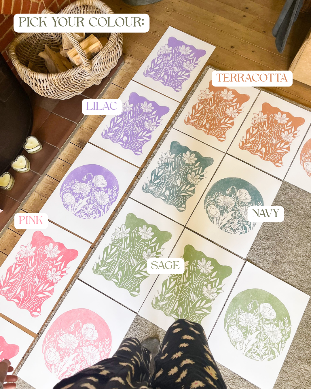 Wildflower Vol. II Original Botanical Lino Print A3