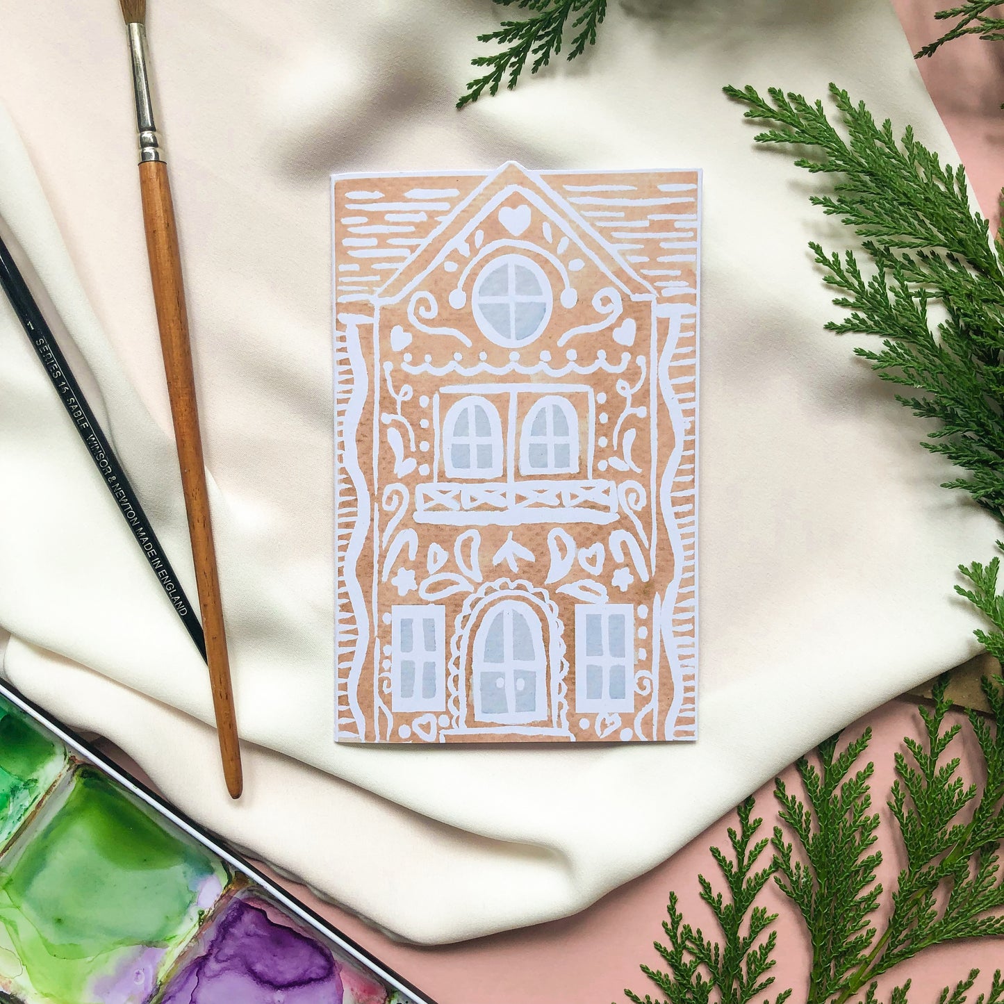 Tall Gingerbread House A6 Christmas Card
