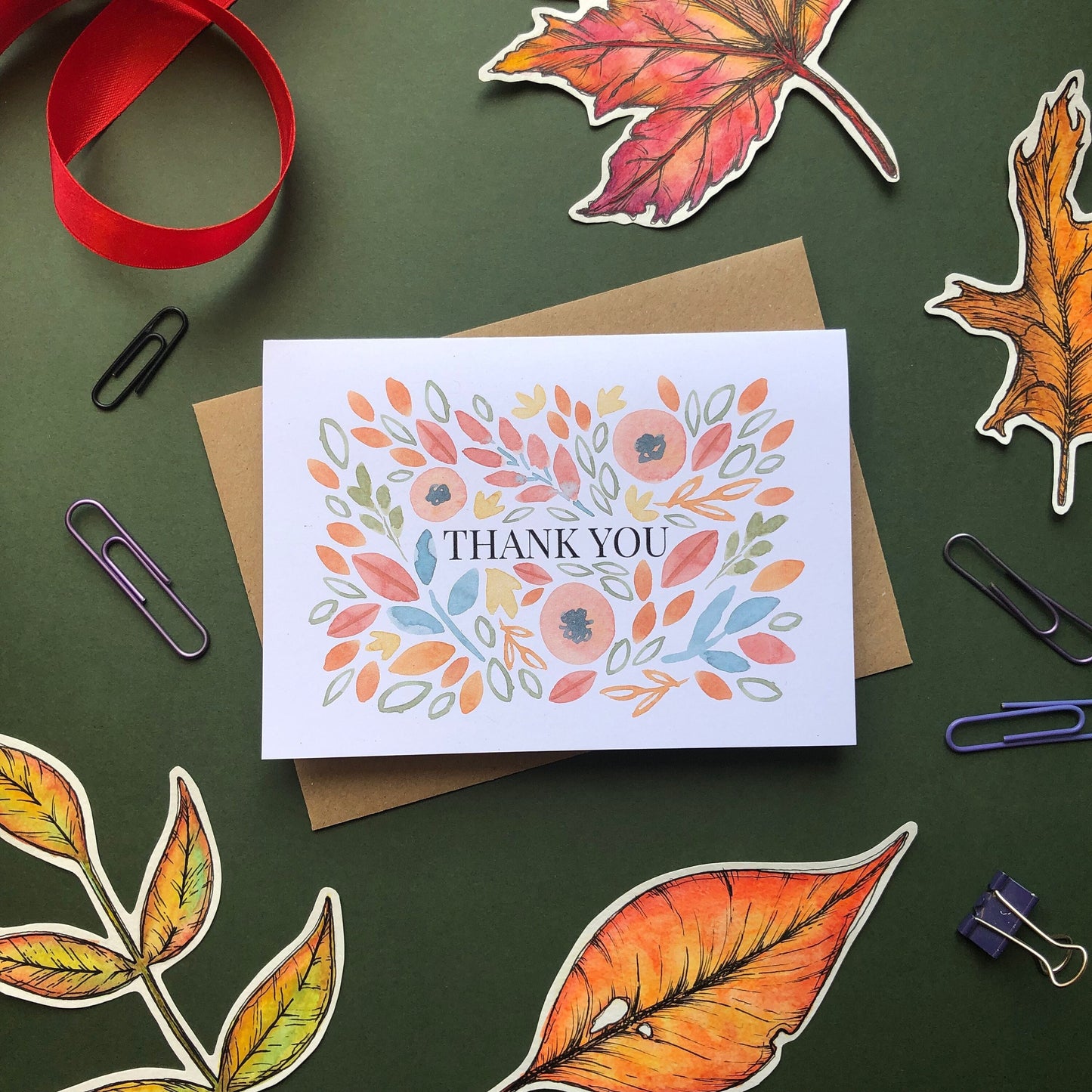 Autumn Leaves Thank You Card