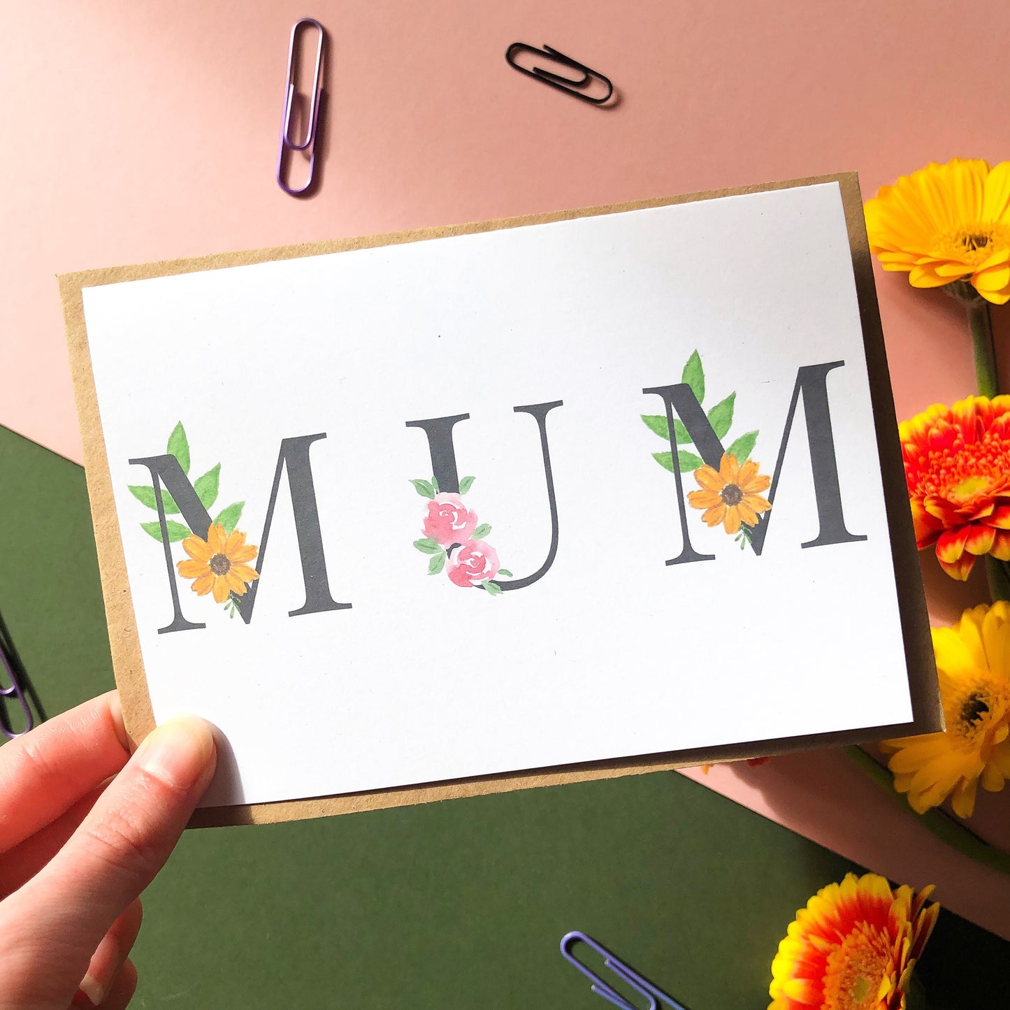 MUM Floral Birthday Card, Mother’s Day Card